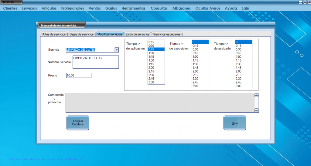Gestiona tu centro con un programa exclusivo, intuitivo, práctico y fácil de usar. MDBellagestion es el software de gestión y reservas de citas online para peluquerías y centros de estética que lo hace posible. Gestiona tu centro con un programa exclusivo, intuitivo, práctico y fácil de usar. MDBellagestion es el software de gestión y reservas de citas online para peluquerías y centros de estética que lo hace posible.